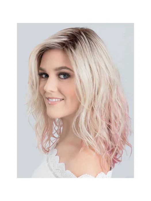 12 inch Ombre/2 Tone Shoulder Length Without Bangs Wavy Synthetic Wigs Cheap
