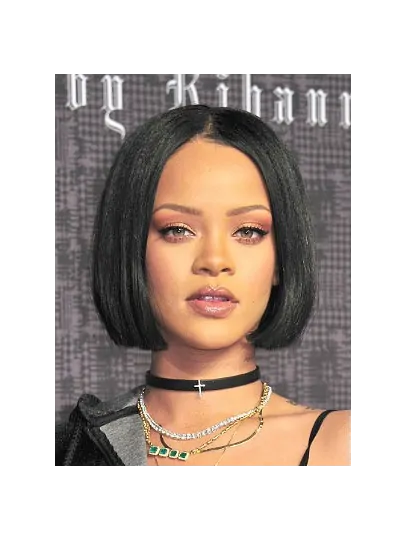 Black Straight 10 inch Bobs Rihanna Hair