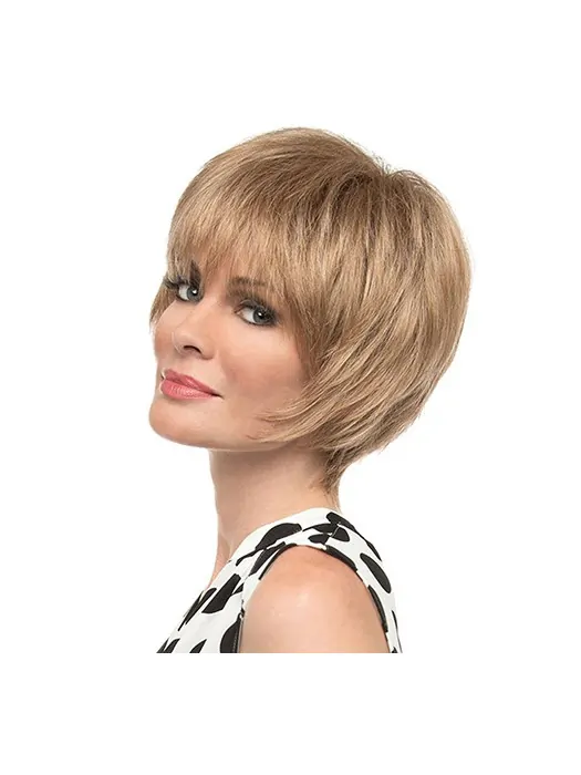 Straight 8 inch With BangsBlonde Synthetic Wigs