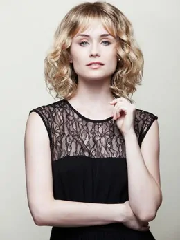 10 inch Curly Blonde With Bangs Medium Wigs