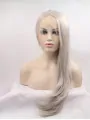 Long Wavy Without Bangs Grey Lace Front 25 inch Synthetic Wigs