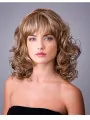 Curly Ombre/2 tone 14 inch With Bangs Capless Synthetic Long Hair Wigs