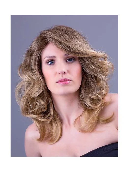 Wavy Blonde 14 inch Layered Monofilament Synthetic Wigs Long