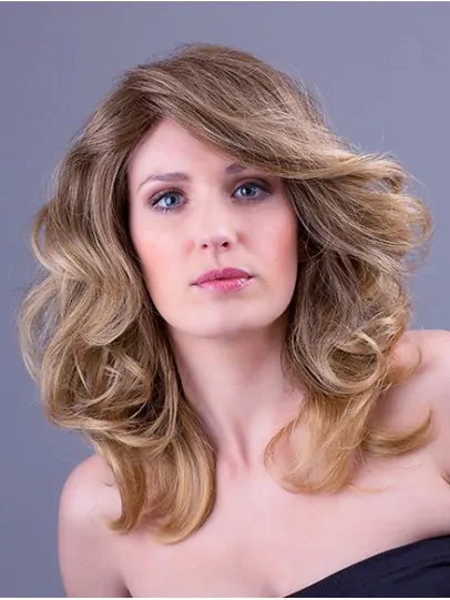 Wavy Blonde 14 inch Layered Monofilament Synthetic Wigs Long