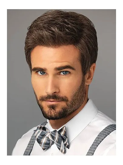 New Arrival 4 inch Straight Brown Classic Men Wigs