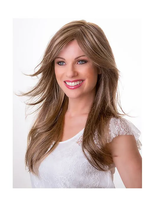 Straight Blonde 16 inch Layered Capless Synthetic Cheap Long Wigs