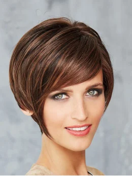 Monofilament Brown Synthetic 8 inch Short Bob Style Wigs