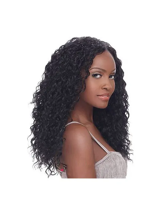 Top-rated Long Kinky Black No Bang African American Lace Wigs for Women 20  inch