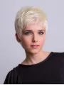 Straight Platinum Blonde Boycuts 3 inch Monofilament Synthetic Short Wigs