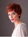 Wavy Red Layered 8 inch Monofilament Synthetic Short Style Wigs