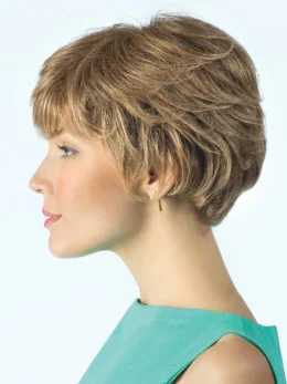 Cheapest 100 per Hand-tied Curly Blonde Short Wigs