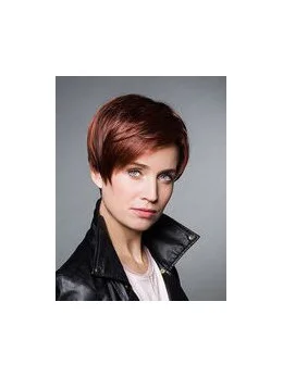 Monofilament 6 inch Straight Synthetic Cropped Auburn Boycuts Wigs For Cancer Patients