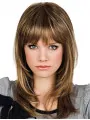 Brown With Bangs Synthetic 14 inch Straight Medium Wigs