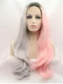 Long Ombre/2 Tone Layered 28 inch Lace Front Wavy Synthetic Wigs