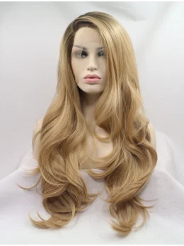Long Blonde Layered 27 inch Lace Front Wavy Synthetic Wigs