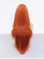 Long Auburn Without Bangs 32 inch Lace Front Straight Synthetic Wigs