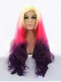 Long Ombre/2 Tone Without Bangs 30 inch Lace Front Wavy Synthetic Wigs