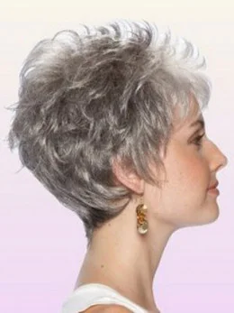 Durable Wavy Cropped Synthetic Grey Wigs
