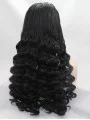 Long Black Without Bangs 24 inch Lace Front Wavy Synthetic Wigs