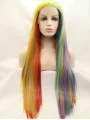 30 inch Straight Ombre/2 Tone Without Bangs Synthetic Lace Front Long Wigs