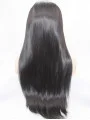 27 inch Straight Black Layered Synthetic Lace Front Long Wigs