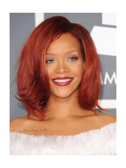 Rihanna Nostalgic and Charming Mid-length Body-wave Glueless Lace Human Hair Wig 12  inches
