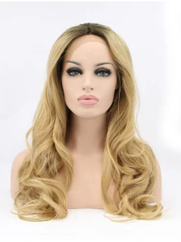 17 inch Curly Blonde Layered Synthetic Lace Front Long Wigs