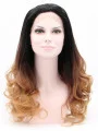 23 inch Curly Ombre/2 Tone Without Bangs Synthetic Lace Front Long Wigs