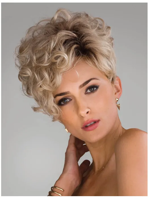 Wholesome Blonde Curly Short Synthetic Hair Capless Wigs