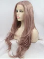 Layered Pink 28 inch Wavy Long Lace Front Synthetic Wigs