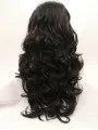 Without Bangs Black 28 inch Curly Long Lace Front Synthetic Wigs