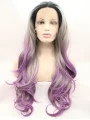 Layered Ombre/2 Tone 28 inch Curly Long Lace Front Synthetic Wigs