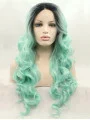 Without Bangs Ombre/2 Tone 26 inch Curly Long Lace Front Synthetic Wigs