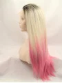 Without Bangs Ombre/2 Tone 22 inch Straight Long Lace Front Synthetic Wigs