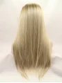 Without Bangs Blonde 26 inch Straight Long Lace Front Synthetic Wigs