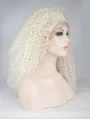 Without Bangs White 18 inch Kinky Long Lace Front Synthetic Wigs