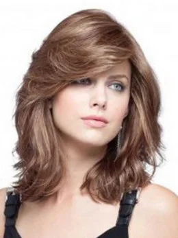 Remy Human Hair Shoulder Length Lace Front Trendy Wigs For Cancer