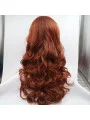 Without Bangs Orange 27 inch Curly Long Lace Front Synthetic Wigs