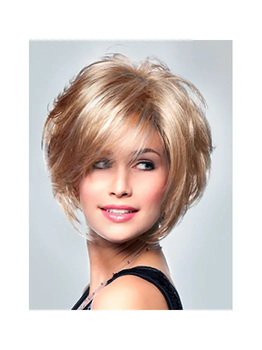 Graceful Blonde Curly Short Lace Wigs