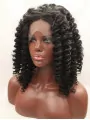 Synthetic Black 15 inch Kinky Lace Front Without Bangs Shoulder Length Wigs