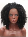 Synthetic Black 14 inch Kinky Lace Front Without Bangs Shoulder Length Wigs