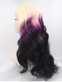 Synthetic Ombre/2 Tone 26 inch Curly Lace Front Without Bangs Long Wigs