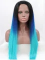 Synthetic Ombre/2 Tone 30 inch Straight Lace Front Without Bangs Long Wigs