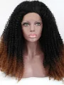 Synthetic Ombre/2 Tone 17 inch Kinky Lace Front Without Bangs Shoulder Length Wigs