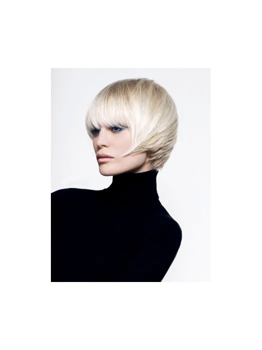 Young Fashion Platinum Blonde Short Bobs Straight Wigs