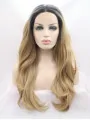 Synthetic Ombre/2 Tone 25 inch Wavy Lace Front Without Bangs Long Wigs