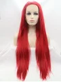 Synthetic Lace Front 30 inch Straight Red Layered Long Wigs