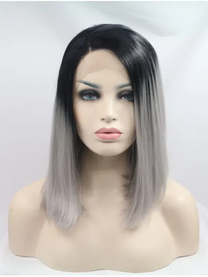 Synthetic Lace Front 13 inch Straight Ombre/2 Tone Without Bangs Chin Length Wigs