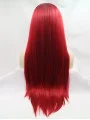 Synthetic Lace Front 32 inch Straight Red Without Bangs Long Wigs