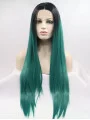 Synthetic Lace Front 34 inch Straight Ombre/2 Tone Layered Long Wigs